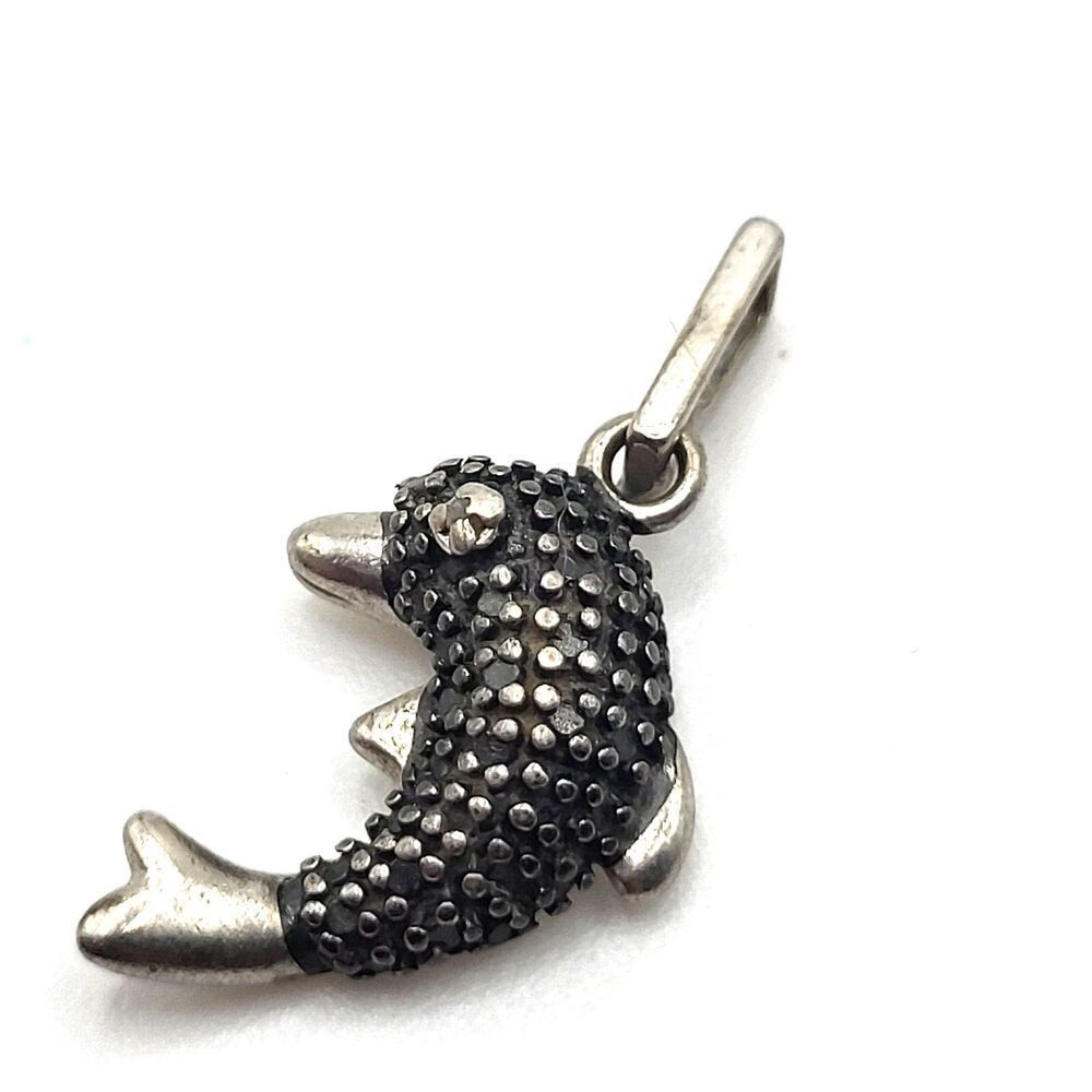 Dainty Sterling Silver Fish Dolphin Pendant Signed B 925 1in